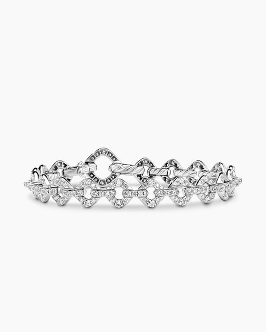 David Yurman Petite Pavé Cushion Link Bracelet in White Gold with Diamonds David Yurman High Jewelry