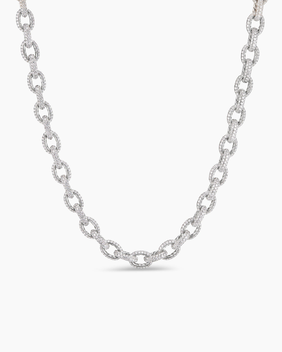 David Yurman Pavé Link Chain Necklace in White Gold David Yurman High Jewelry