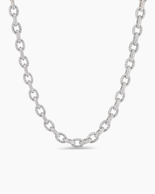 David Yurman Pavé Link Chain Necklace in White Gold David Yurman High Jewelry