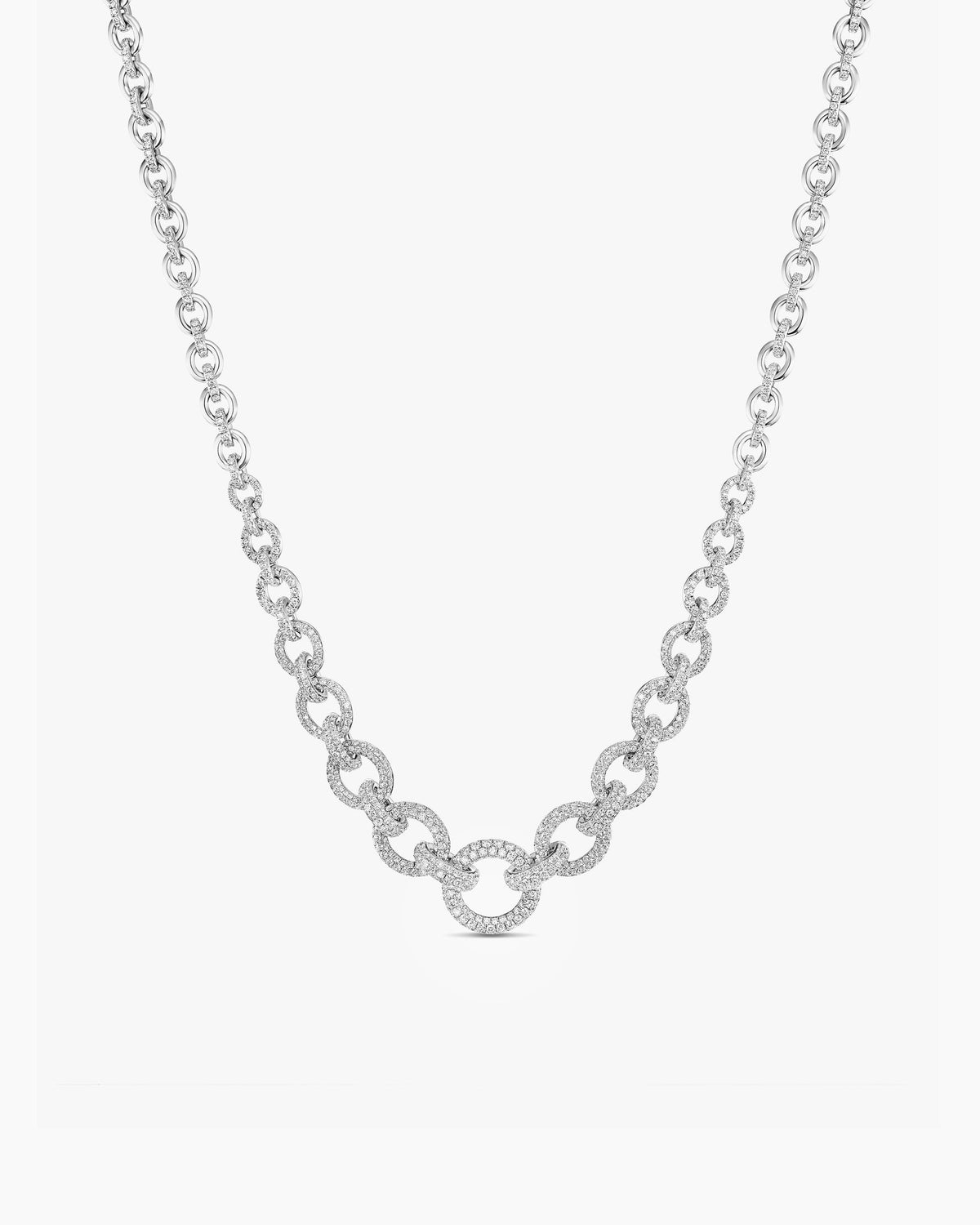 David Yurman Pavé Chain Necklace in White Gold with Diamonds David Yurman High Jewelry