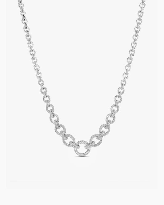 David Yurman Pavé Chain Necklace in White Gold with Diamonds David Yurman High Jewelry