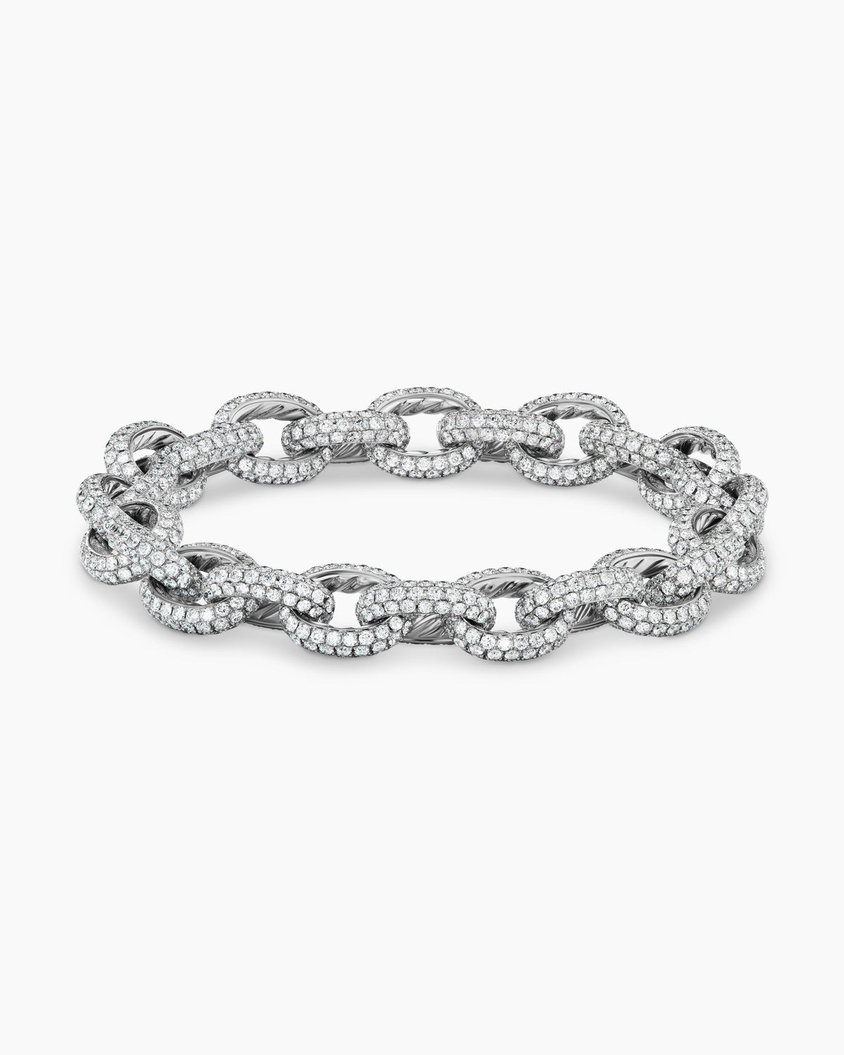 David Yurman Pavé Link Chain Bracelet in White Gold with Diamonds David Yurman High Jewelry