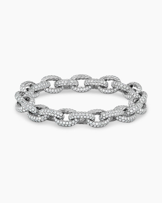 David Yurman Pavé Link Chain Bracelet in White Gold with Diamonds David Yurman High Jewelry