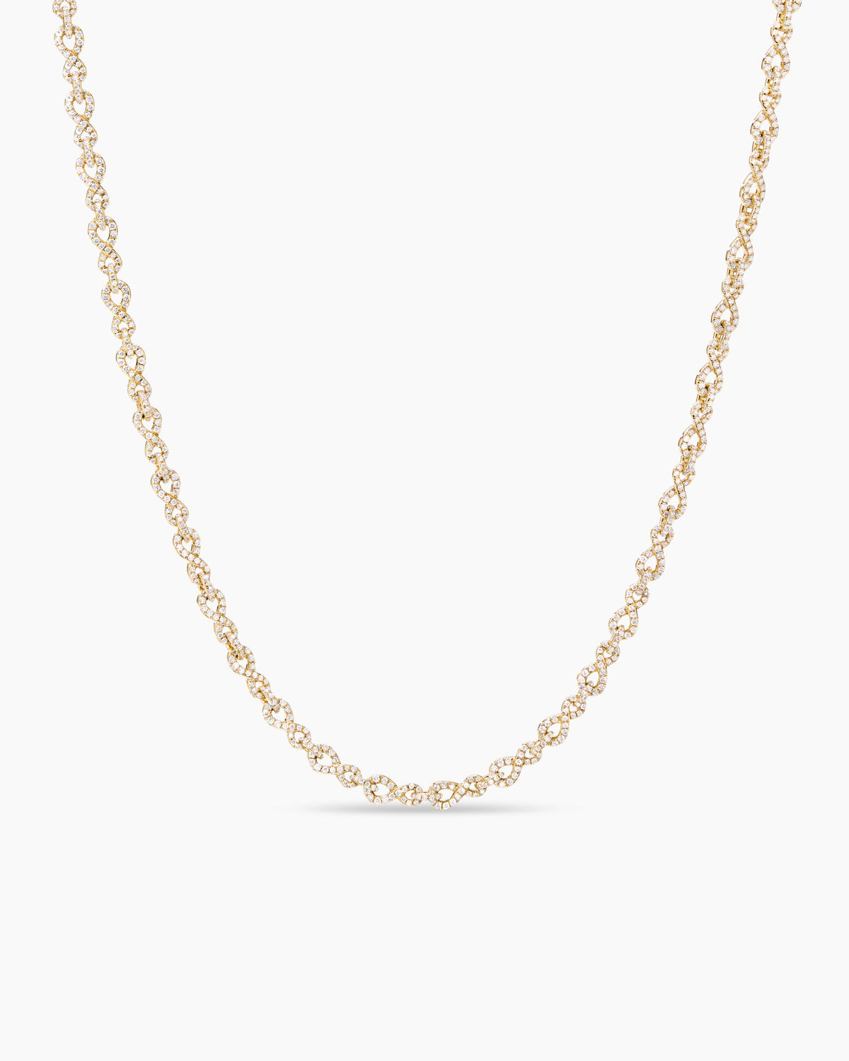 David Yurman Pavé Infinity Twist Chain Necklace in Yellow Gold with Diamonds David Yurman High Jewelry