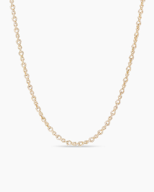 David Yurman Pavé Infinity Twist Chain Necklace in Yellow Gold with Diamonds David Yurman High Jewelry