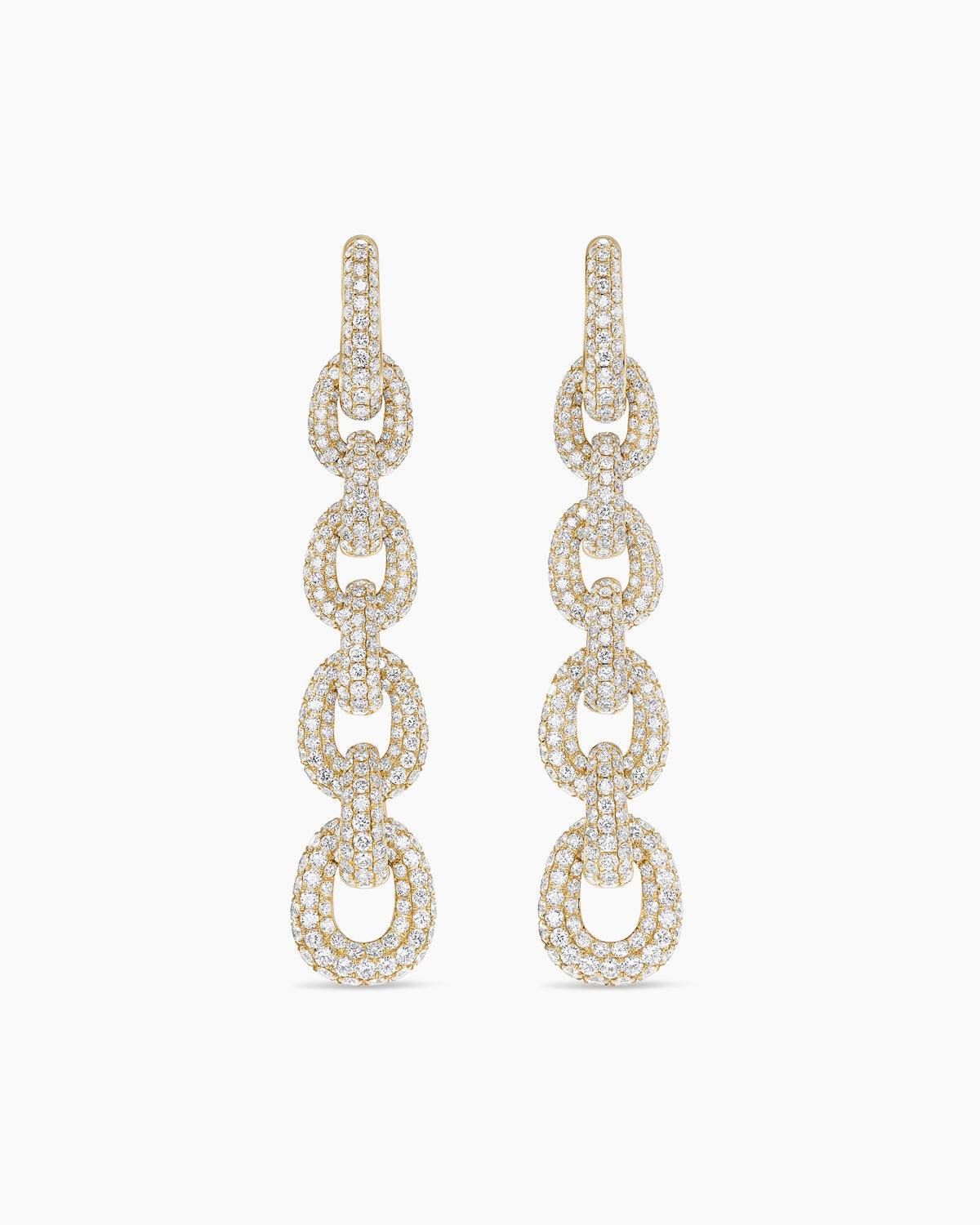 David Yurman Pavé Link Chain Drop Earrings in Yellow Gold with Diamonds David Yurman High Jewelry