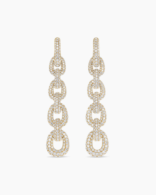 David Yurman Pavé Link Chain Drop Earrings in Yellow Gold with Diamonds David Yurman High Jewelry