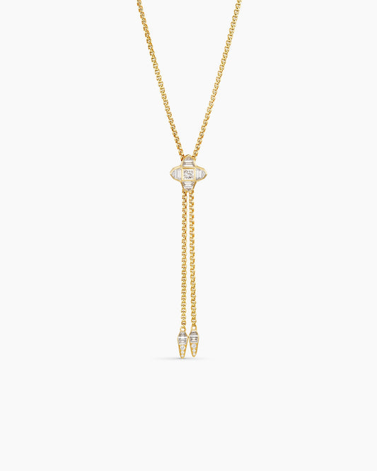 David Yurman Pavé Chain Diamond Slider Necklace in Yellow Gold David Yurman High Jewelry