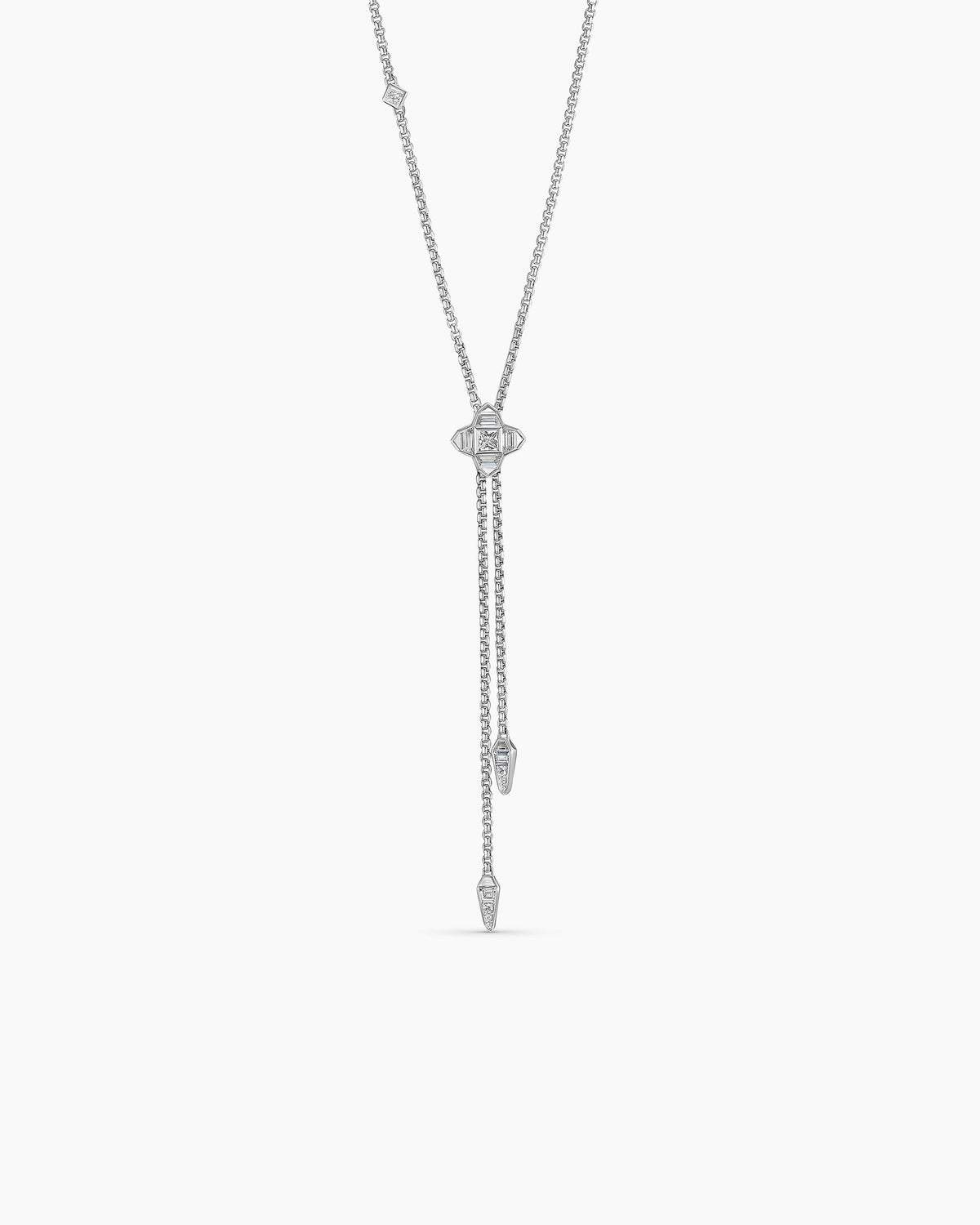 David Yurman Pavé Chain Diamond Slider Necklace in White Gold David Yurman High Jewelry
