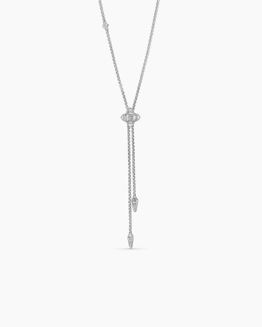 David Yurman Pavé Chain Diamond Slider Necklace in White Gold David Yurman High Jewelry