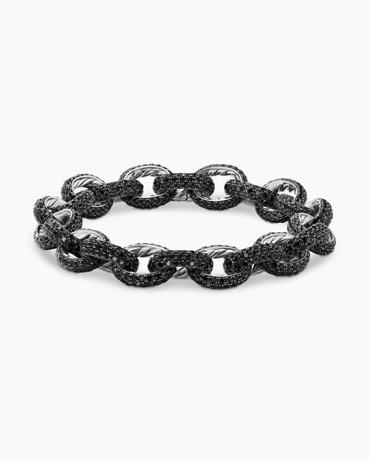 David Yurman Pavé Link Chain Bracelet in White Gold with Black Diamonds David Yurman High Jewelry