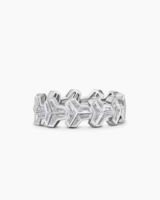 David Yurman Armory Band Ring in Platinum with Diamonds David Yurman High Jewelry