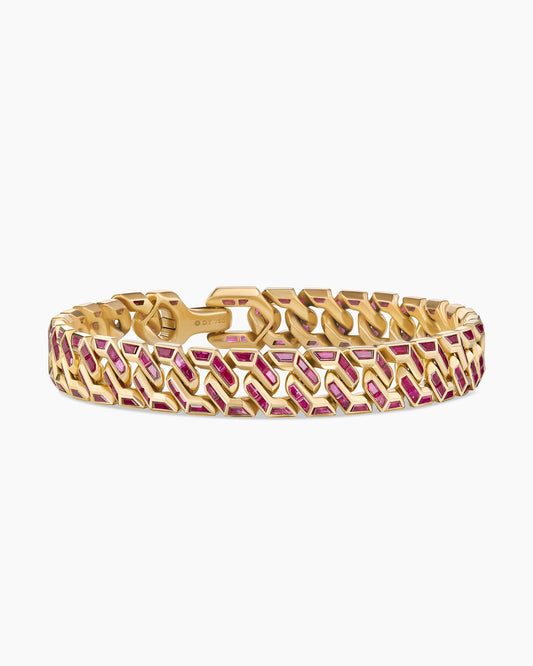 David Yurman Mens Angular Curb Chain Bracelet in Yellow Gold David Yurman High Jewelry
