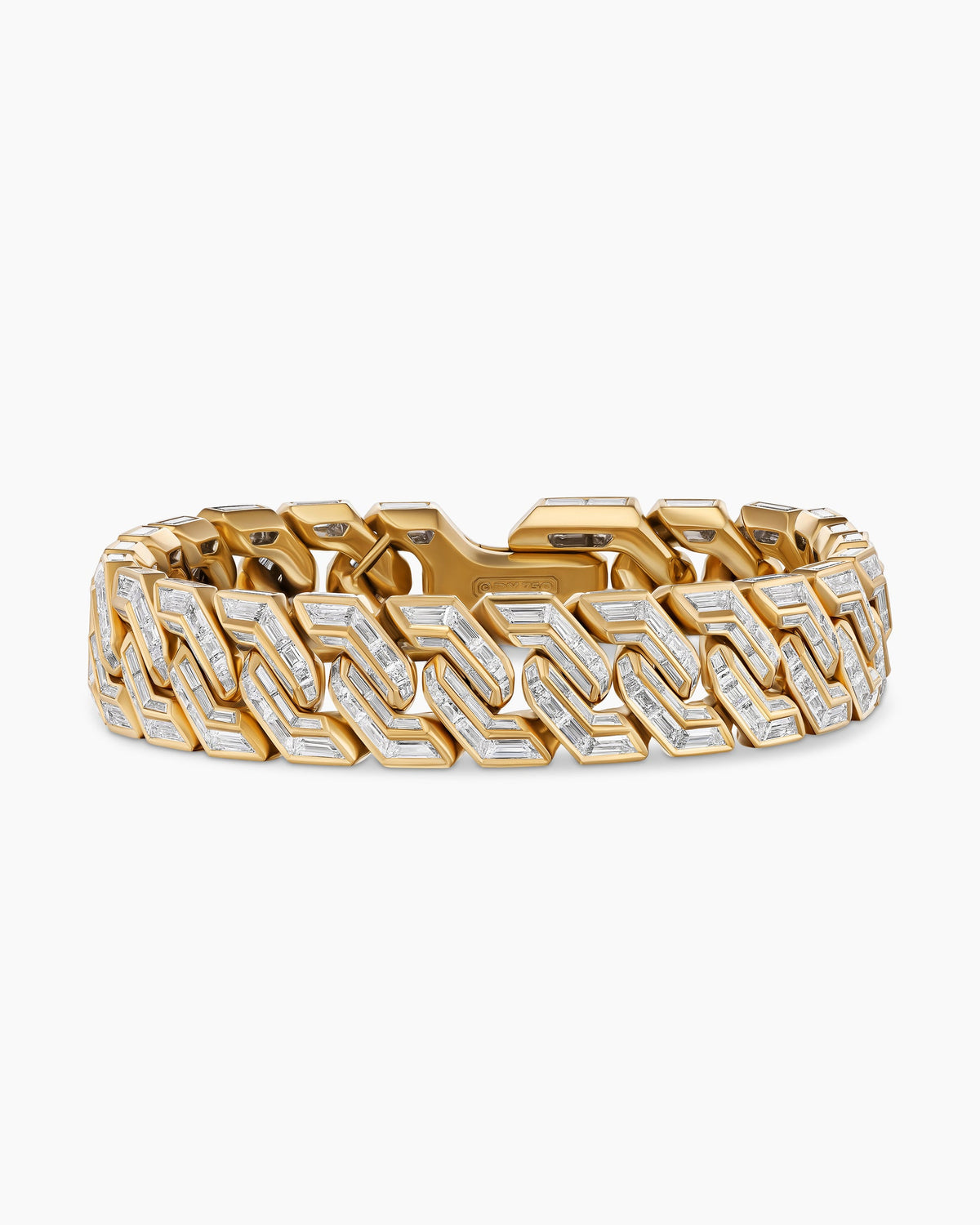 David Yurman Angular Curb Chain Bracelet in Yellow Gold with Diamonds David Yurman High Jewelry