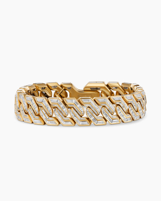 David Yurman Angular Curb Chain Bracelet in Yellow Gold with Diamonds David Yurman High Jewelry
