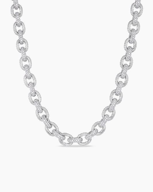 David Yurman Pavé Oval Link Necklace in White Gold with Diamonds David Yurman High Jewelry