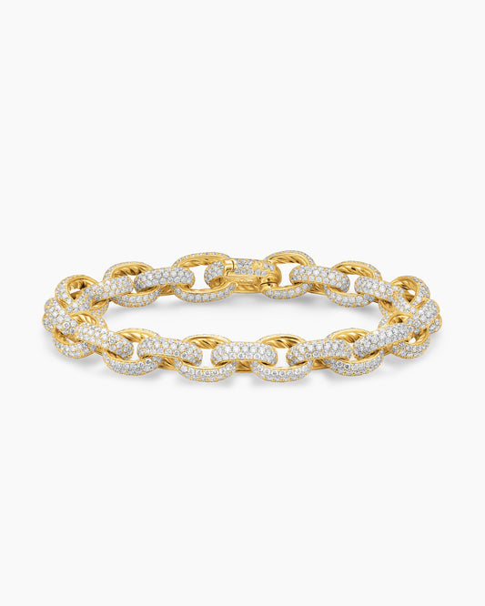 David Yurman Pavé Oval Chain Bracelet in Yellow Gold with Diamonds David Yurman High Jewelry