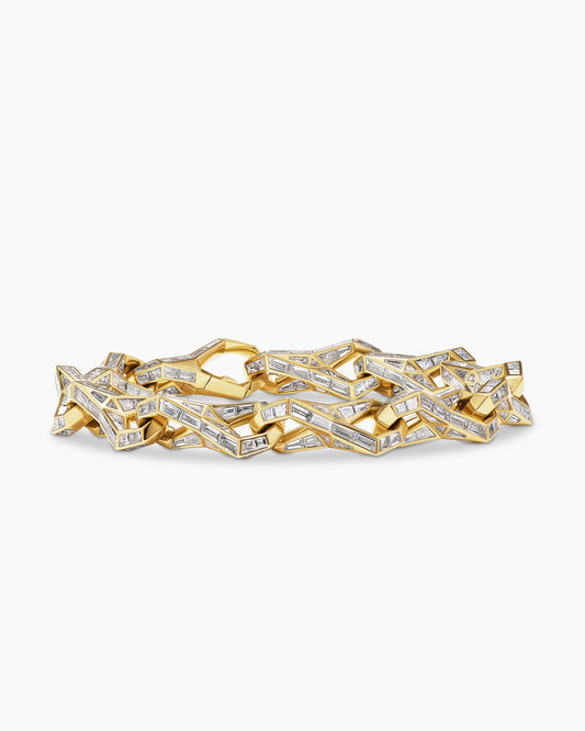 David Yurman Faceted Chain Link Bracelet in Yellow Gold with Diamonds David Yurman High Jewelry
