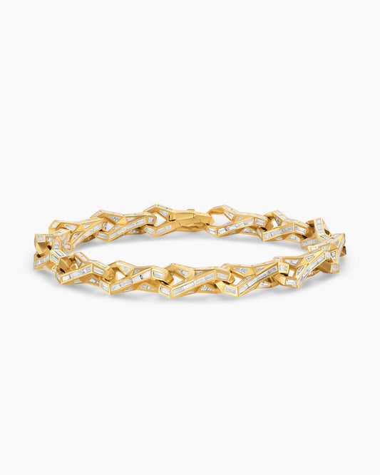 David Yurman Faceted Chain Link Bracelet in Yellow Gold with Diamonds David Yurman High Jewelry