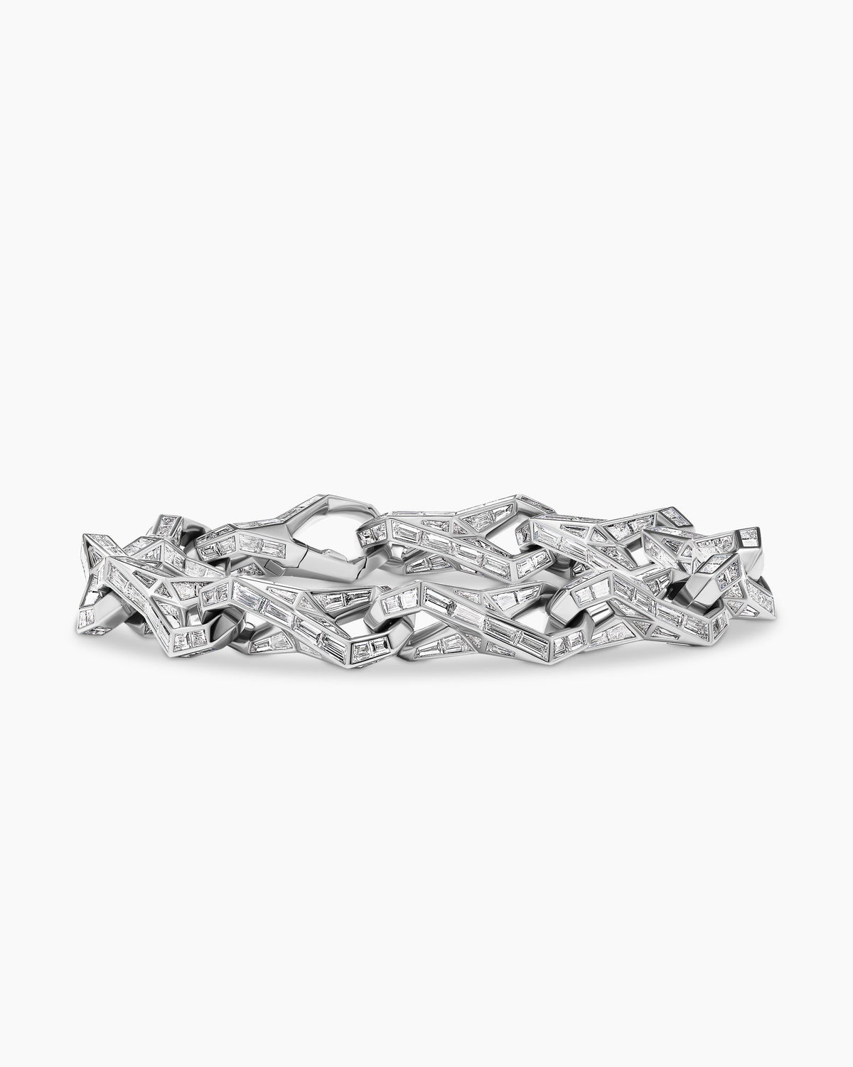 David Yurman Faceted Chain Link Bracelet in Platinum with Diamonds David Yurman High Jewelry