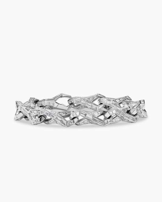David Yurman Faceted Chain Link Bracelet in Platinum with Diamonds David Yurman High Jewelry